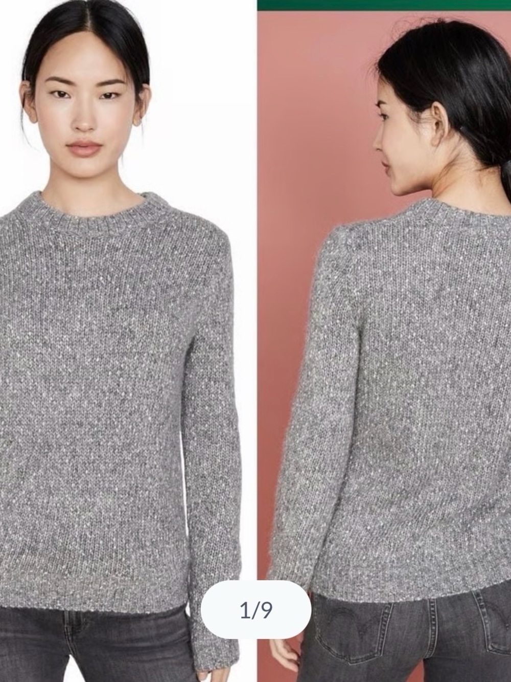 Theory Gray Cotton/Alpaca Knit Women’s Crew Sweater. Size Large. Long sleeve. - Picture 7 of 8